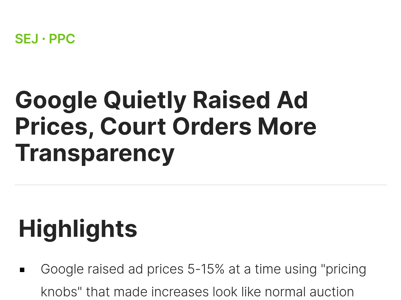 Google Quietly Raised Ad Prices, Court Orders More Transparency